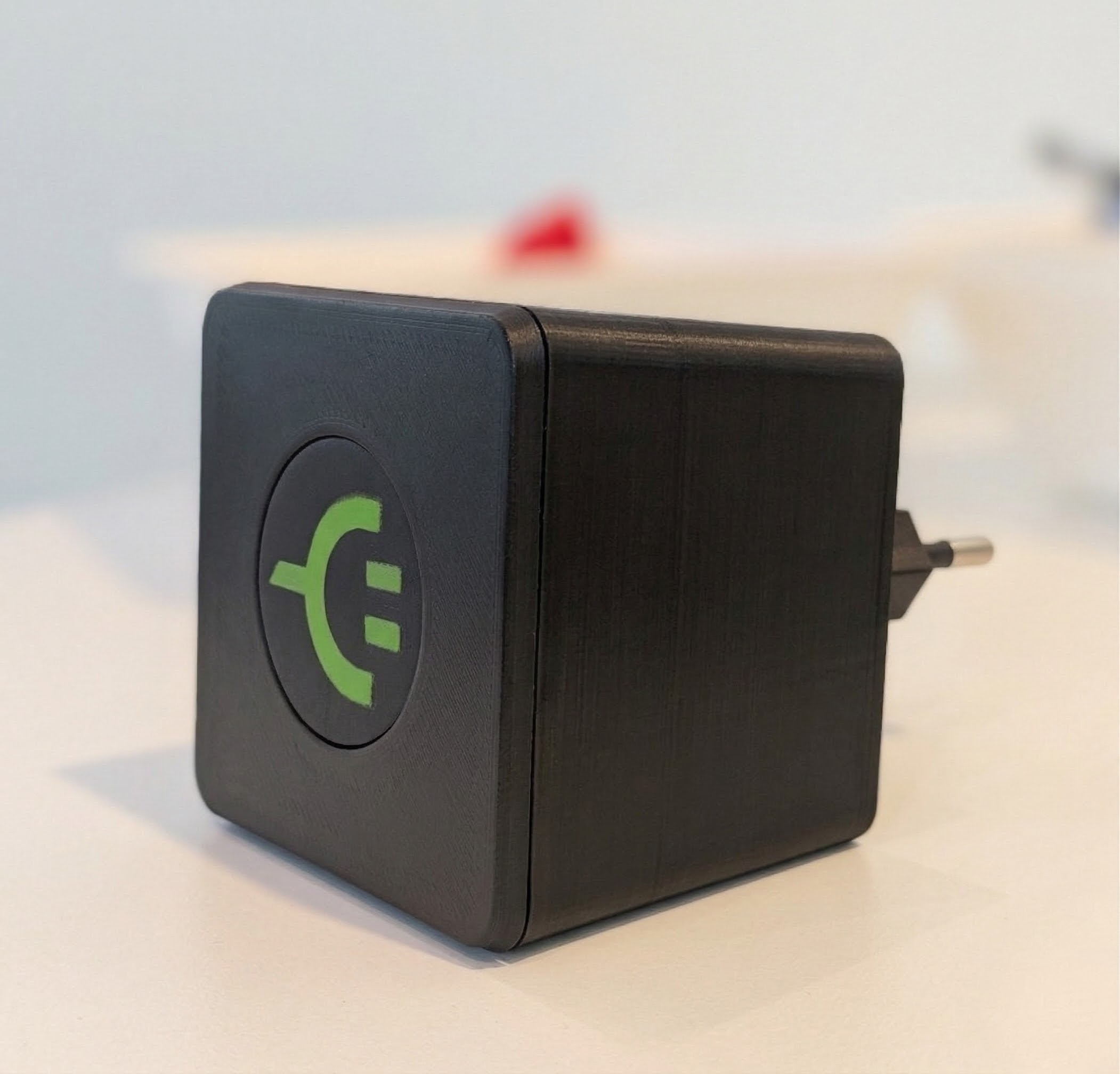 HeyCharge Connect MagicBox — rear view showing the compact form factor with EU plug