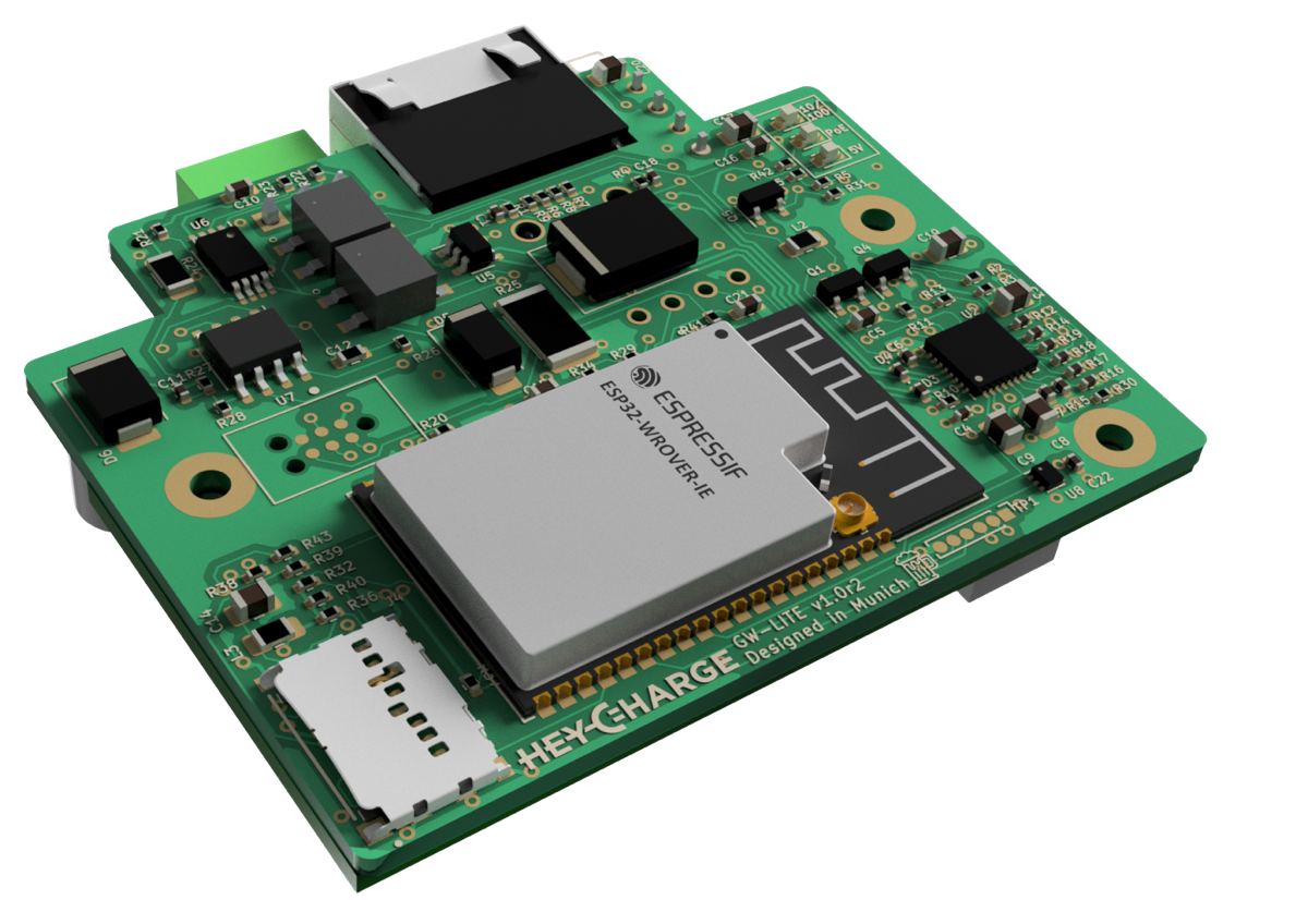 CONNECT Embedded module — top view showing Espressif ESP32 and HeyCharge branding